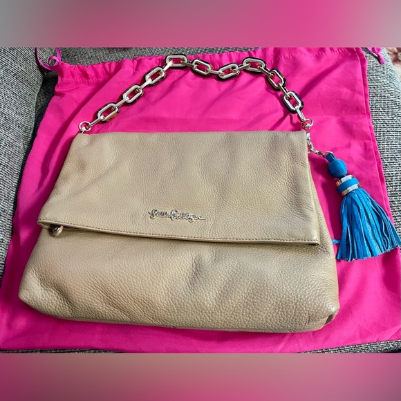 🩷 EUC Lilly Pulitzer Worth It Leather Purse/Clutch in Toasted Almond 🩷 - Picture 3 of 9